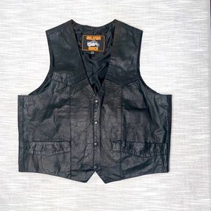Silver Bike Leather Motorcycle Vest XXXL